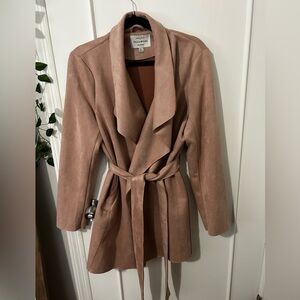 Pink suede wrap jacket
